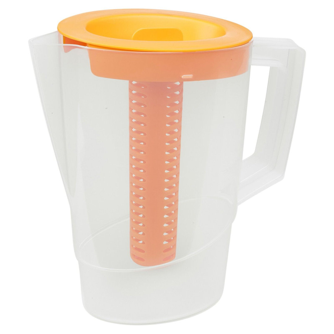 2.2L Orange Plastic Slim Fridge Water Juice Jug Dispenser Large Handle & Infusion Core