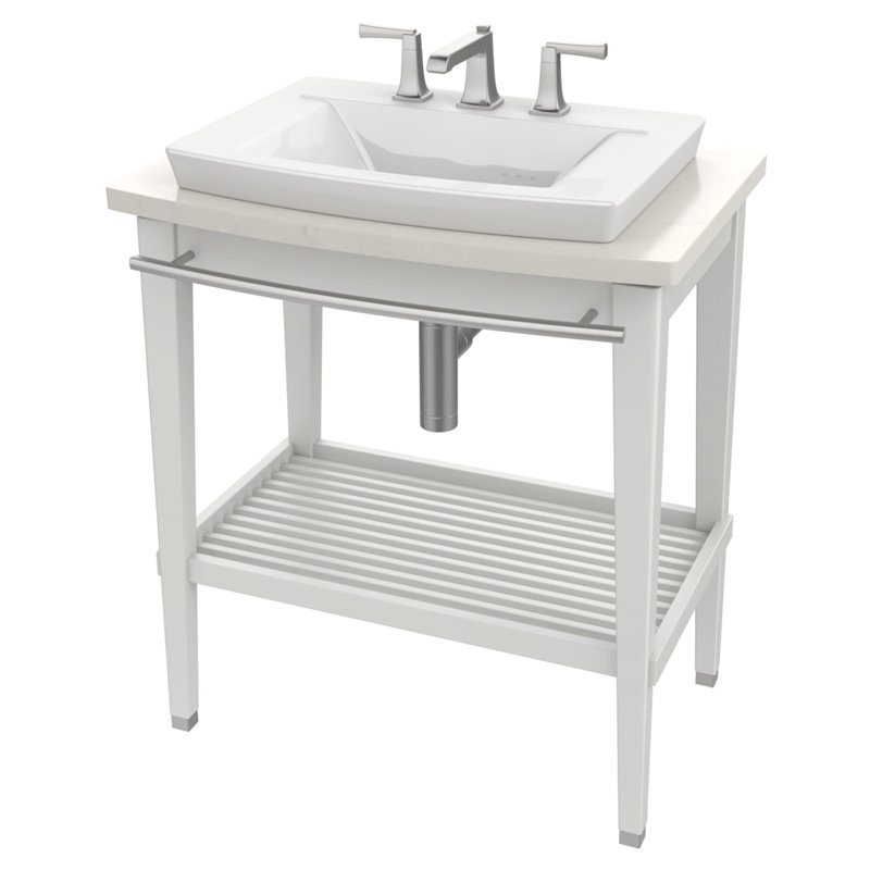Lavabo de salle de bain console en céramique avec robinet et trop-plein Townsend, blanc