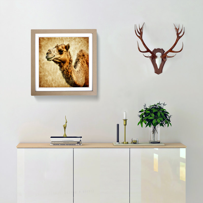 Camel Grunge Art - Framed Print, Oak