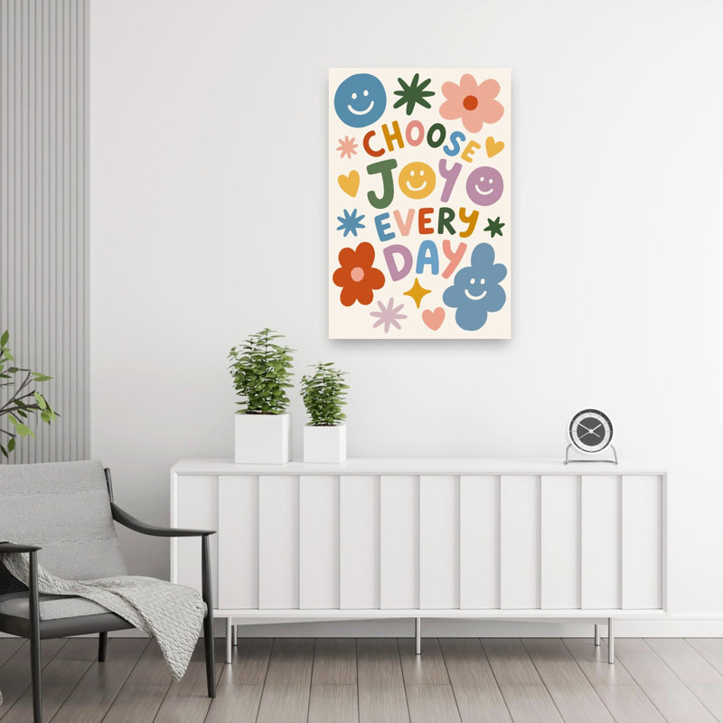Choisir la joie, impression d'art mural abstrait coloré de paysage moderne, H 36 po x l 24 po