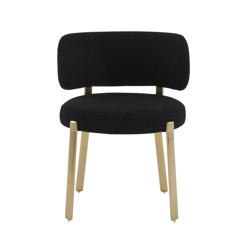 47.5cm H Boucle Upholstered Side Chair, Black