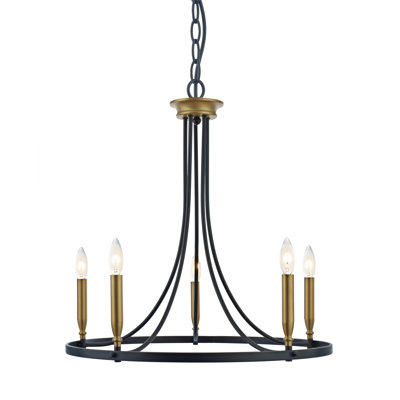 Lustre en roue de chariot pour îlot de cuisine à 5 lumières Wethersfield