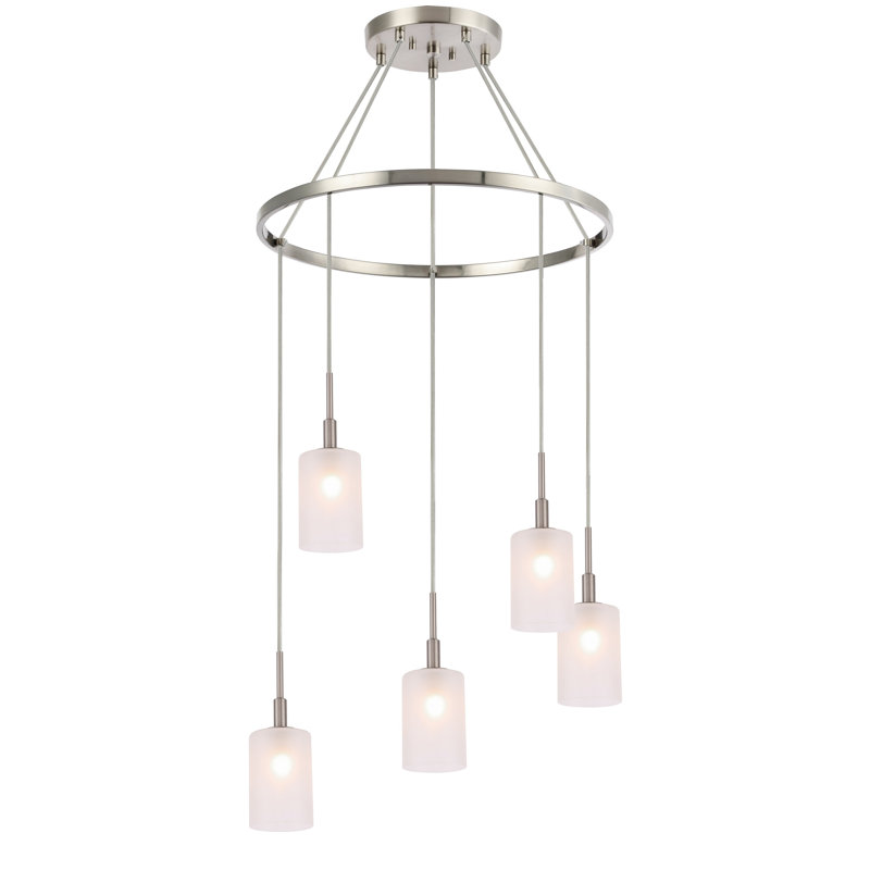 Luminaire suspendu cylindre grappe 5 lumières Herr, Bronze