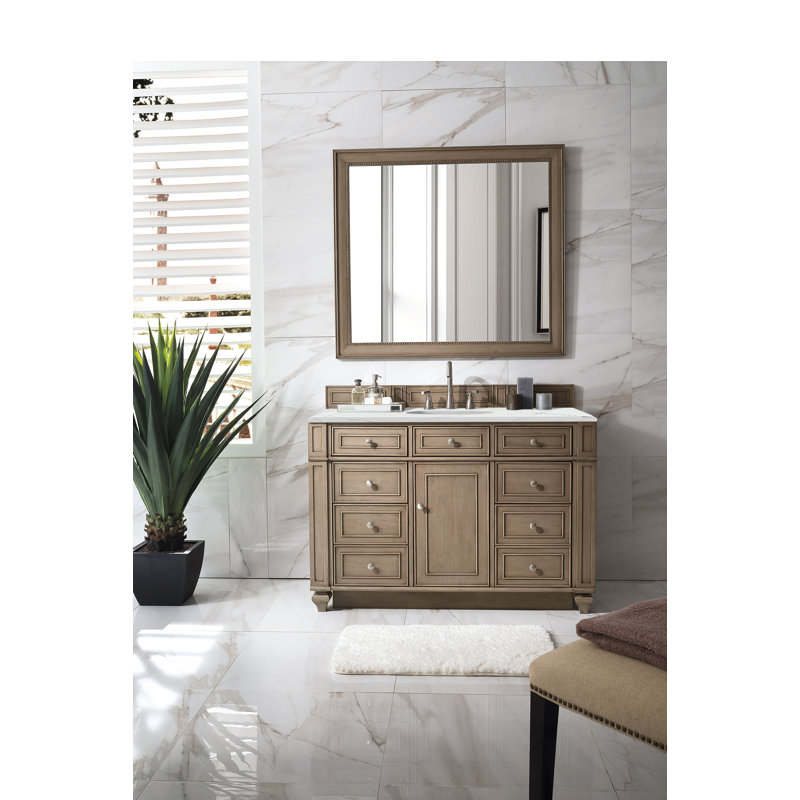 Bristol 48'' W Single Vanity, Ethereal Noctis, 8" Widespread, Whitewashed Walnut