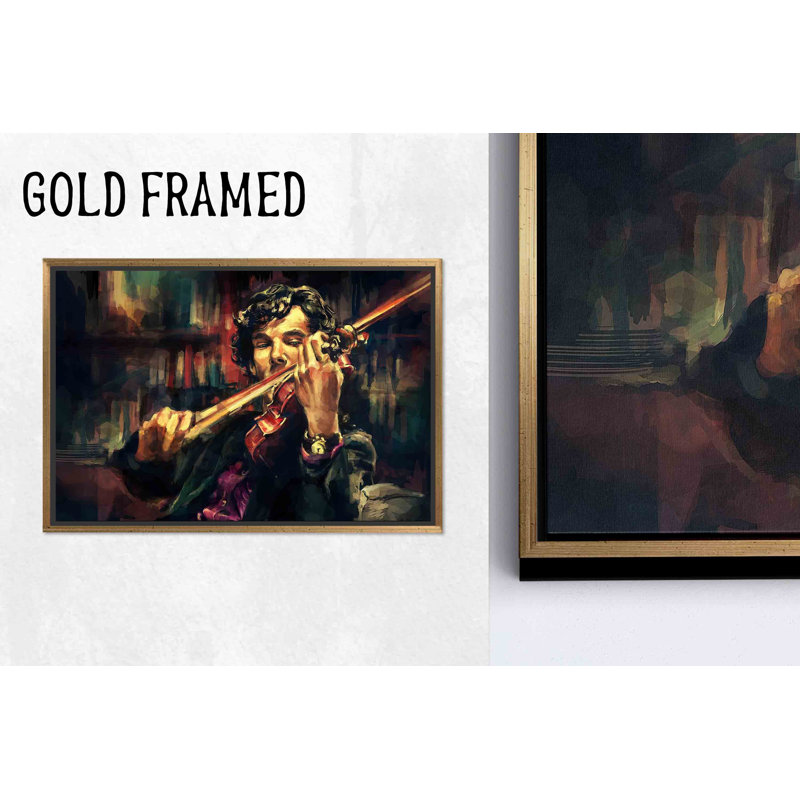 Impression sur toile Elegant Abstract Violin - Modern Wall Decor, 1P GoldFramedCanves, H: 11,9 po x l: 15,8 po