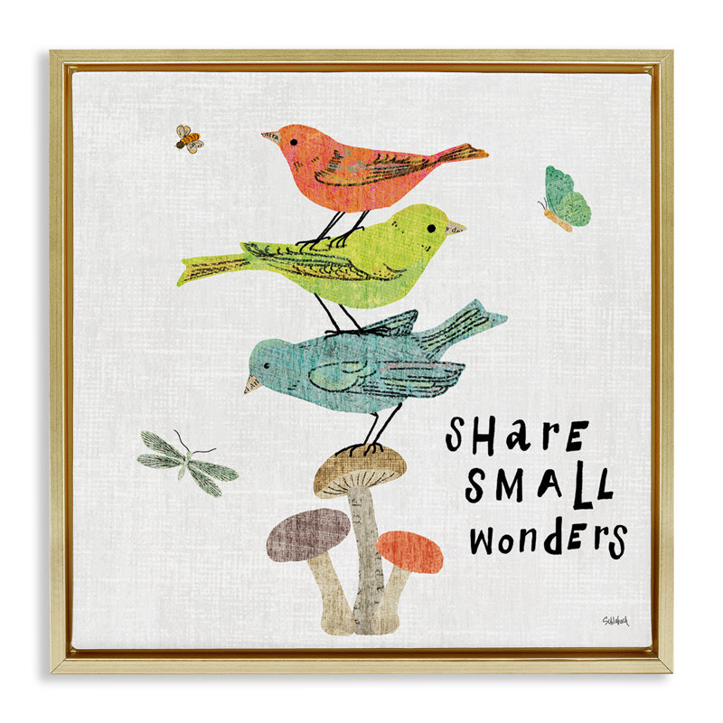 «Small Wonders», art mural encadré flottant par Sue Schlabach, H 18 po x l 18 po, Cadre flottant noir de jais