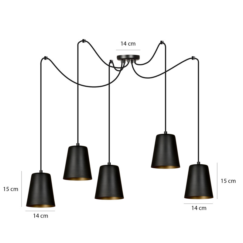 Pasley 5 - Light Cluster Pendant, Black/Gold