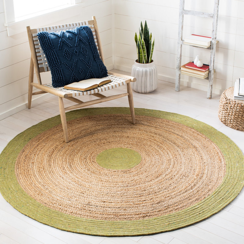 Tapis en jute / laine / coton tissé à la main Chamness, Rond 6 pi