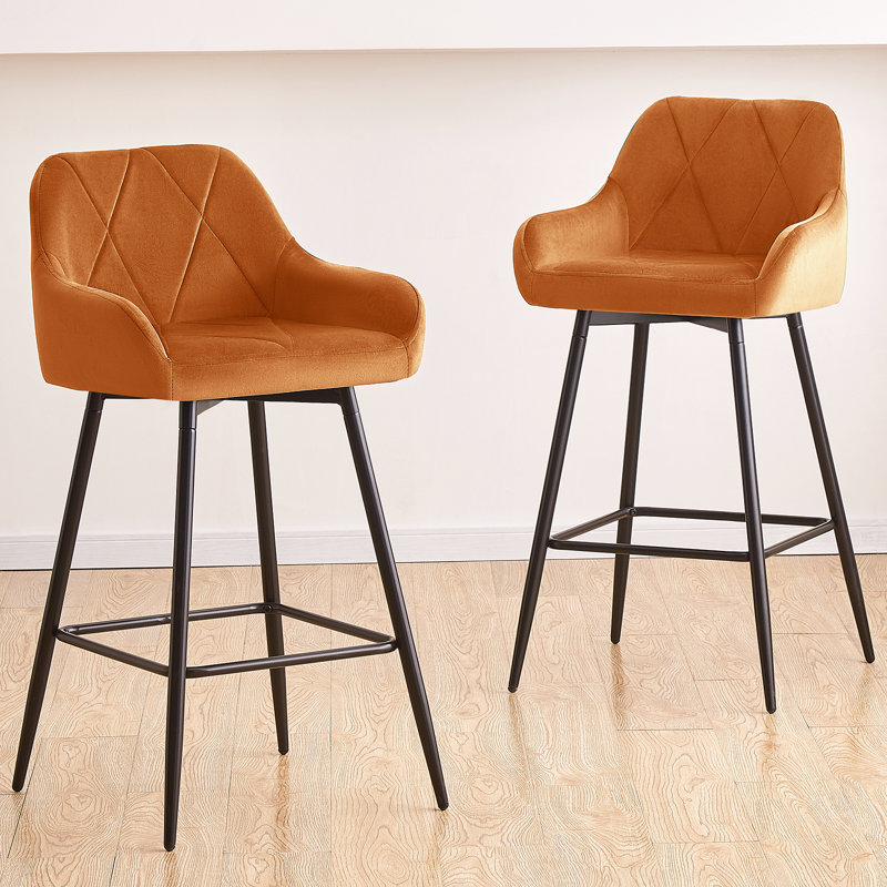 Upholstered Counter Stool, Orange