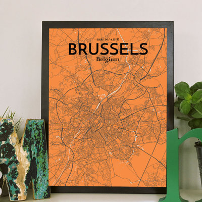 Brussels City Map - No Frame Print