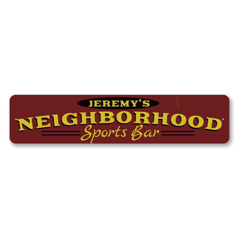 Enseigne de bar de quartier Sports, H 4 po x l 18 po x P 0,04 po