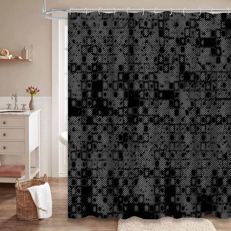 Rideau de douche rose en agate géode sans couture rose avec 12 crochets, L 72 po x l 78 po