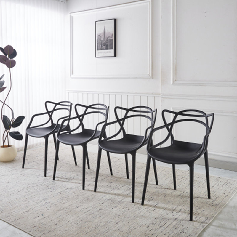Chaise de salle à manger en plastique, Noir