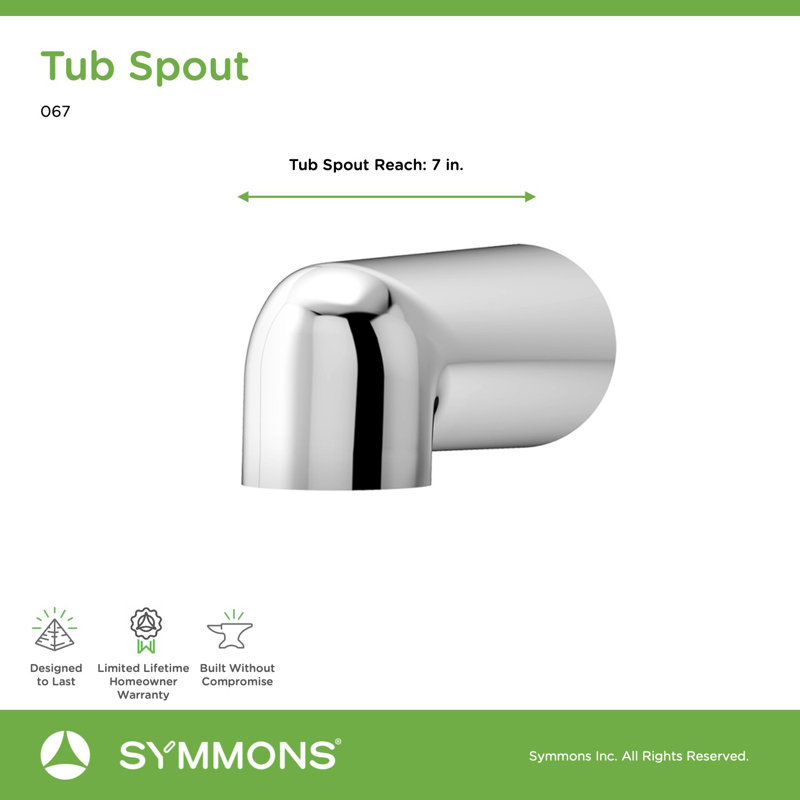 Dia Non Diverter Wall Mounted Tub Spout, Chrome