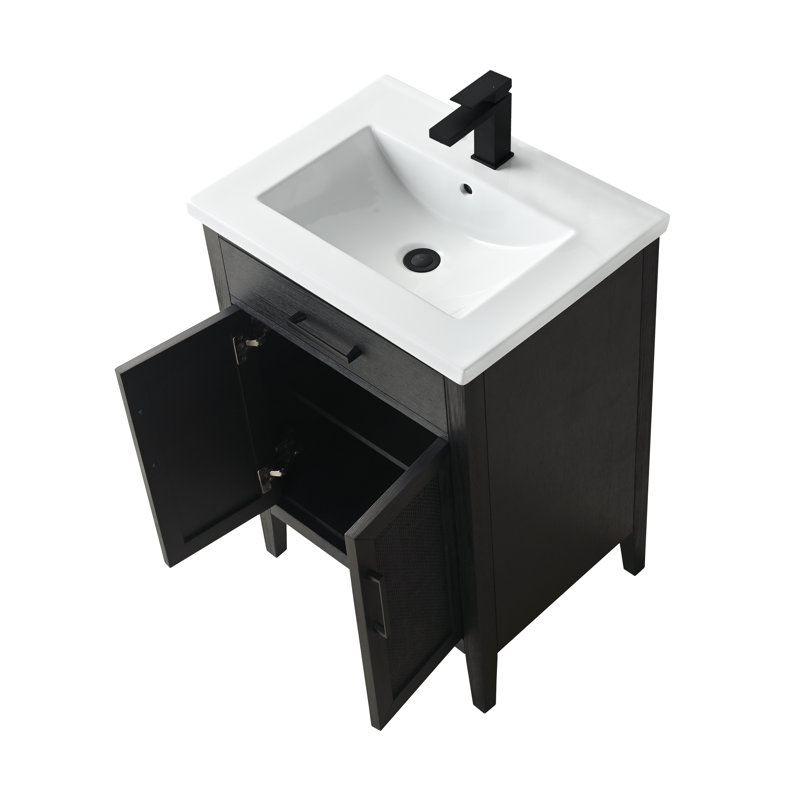 Ensemble de meuble-lavabo simple 24 po Sebastiano, Chêne noir