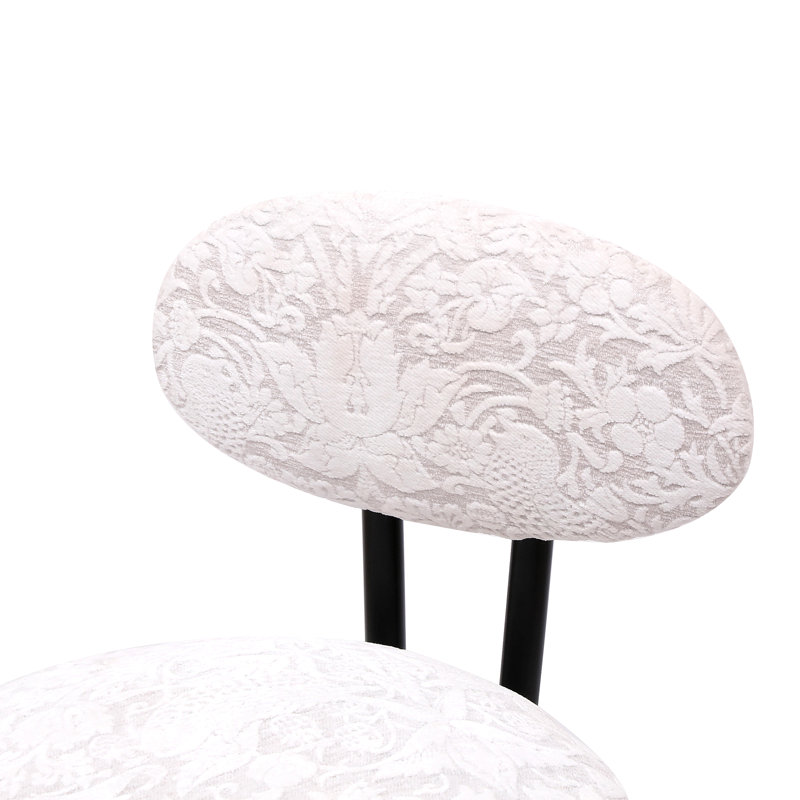 Ensemble de 2 tabourets ronds à imprimé rond en métal noir pour îlot de cuisine et salle à manger, Noir, noir, noir, noir