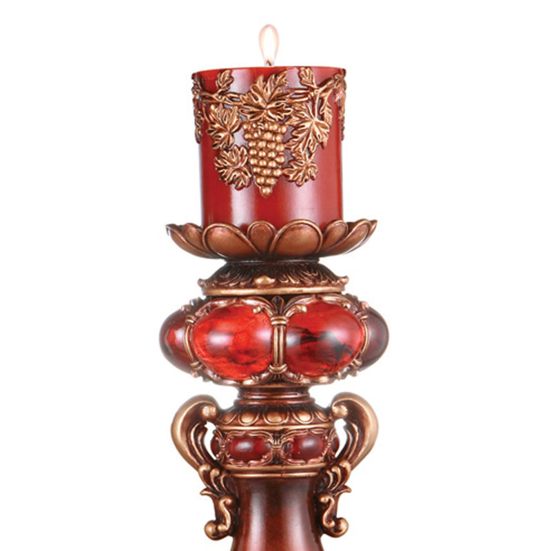 Tall Polyresin Candleholder, 16" H x 5.5"W x 5.5" D