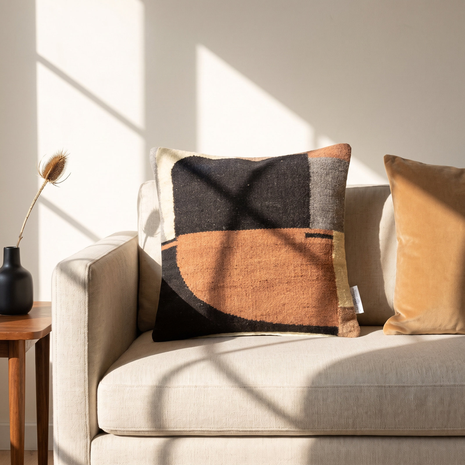 100% Wool Throw Square Pillow Cover & Insert