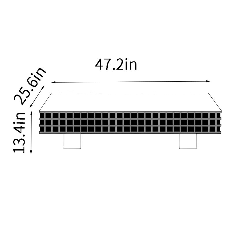 Simple black rectangular coffee table, 13.4" H x 47.2" L x 25.6" W