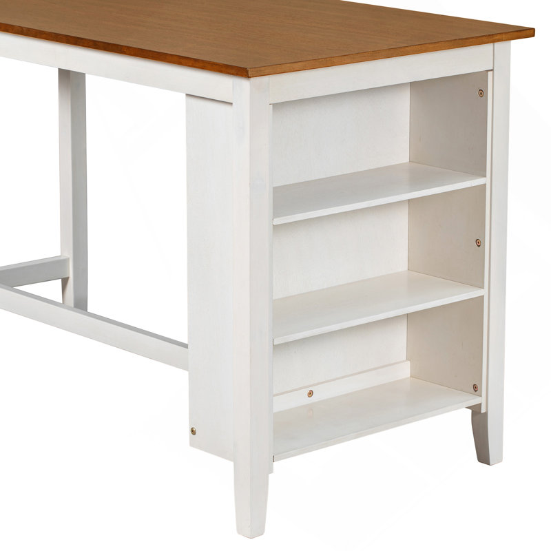 Ensemble de 5 tables de bar en bois à hauteur de comptoir avec 4 chaises, blanc, Blanc