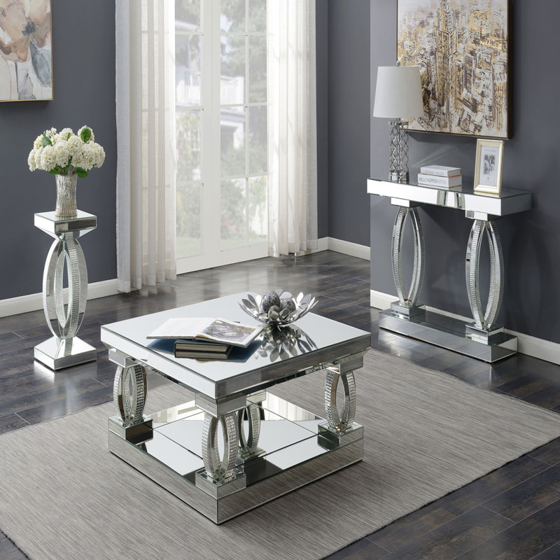Table basse carrée à miroir