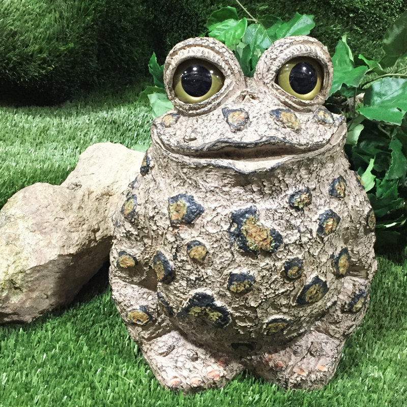 Statue de jardin fantaisiste crapaud «Stretch», H 17 po x l 15,5 po x P 13,5 po, Brun, 1