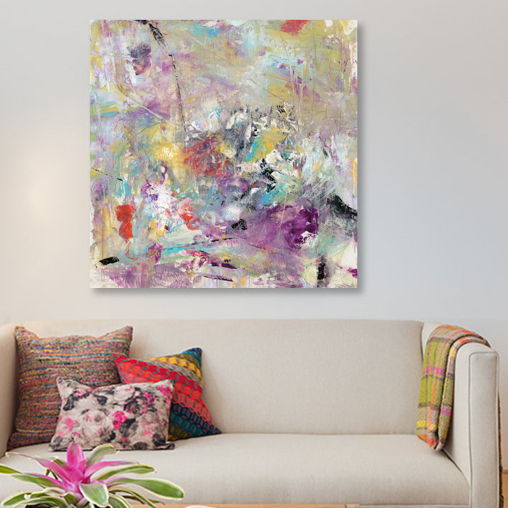 «Jostle I», reproduction d'art sur toile tendue, H 37 po x l 37 po x P 1,5 po, Toile avec cadre noir, Pas de tapis