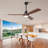 Hot Sales 60 Inch Modern Black Ceiling Fan With Light 3 Solid Wood Blades Remote Control Reversible DC Motor With Dimmable LED-425115504-425115507-425115516