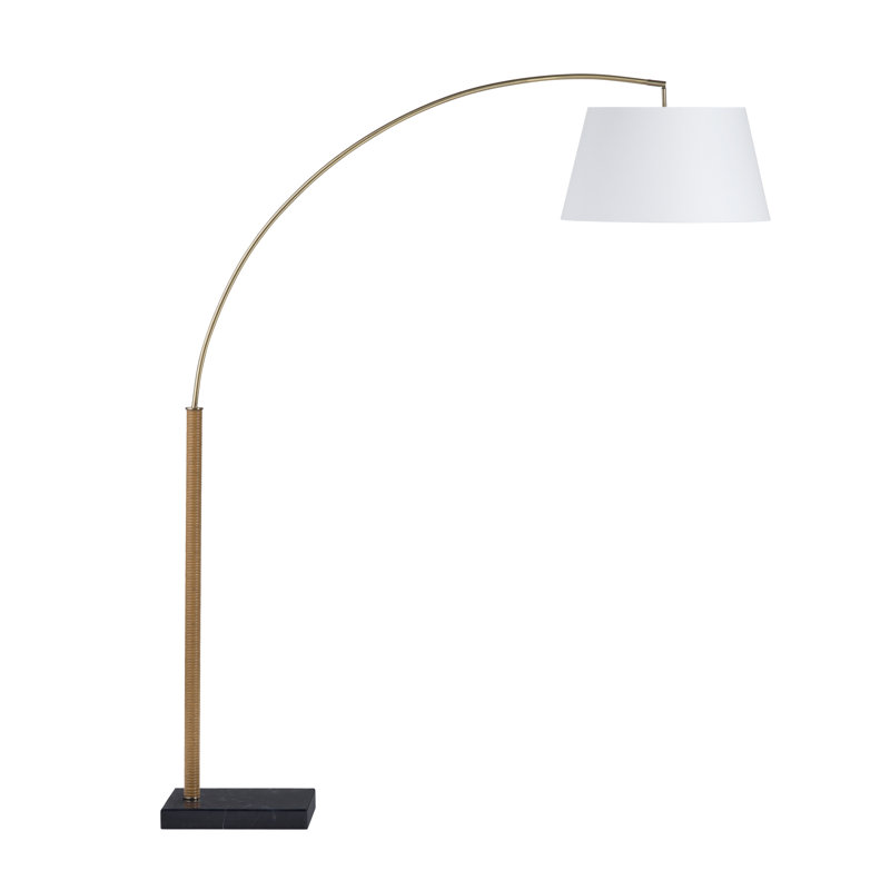 Lampe sur pied en marbre de 76,25 pouces avec abat-jour blanc