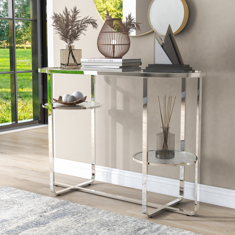 Arlander 42'' Glass Top Console Table