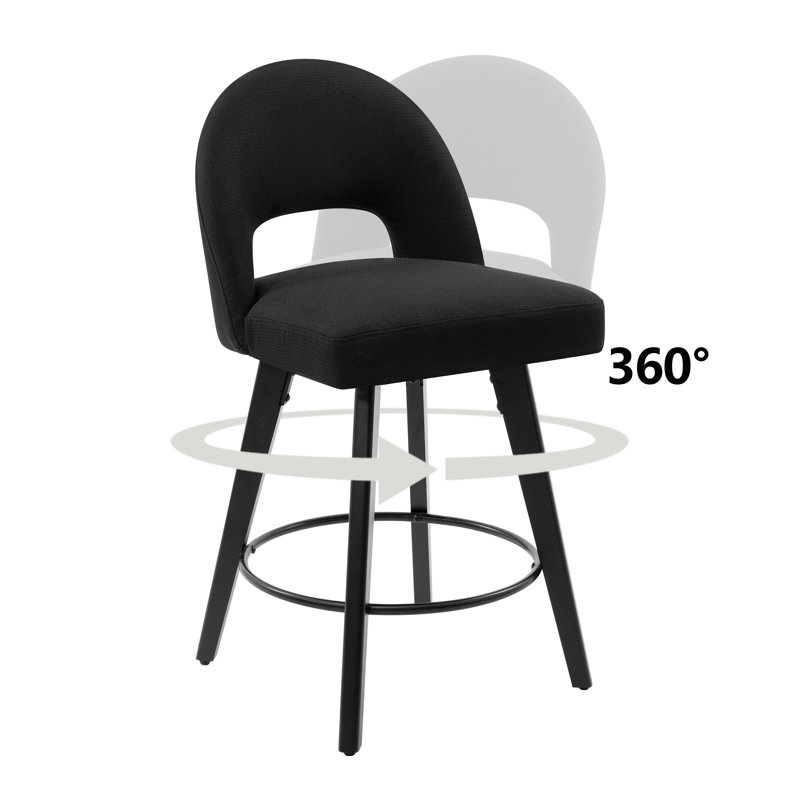 26" Swivel Counter & Bar Stool, Black, 3