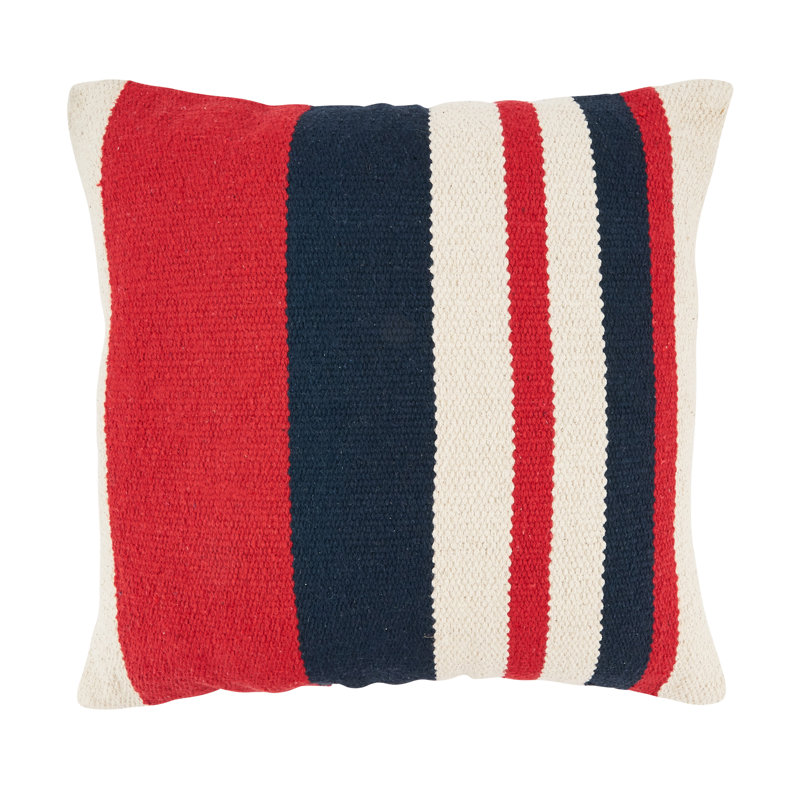 American Dream Stripe Cotton Throw Pillow, Multicolor, 18" x 18"