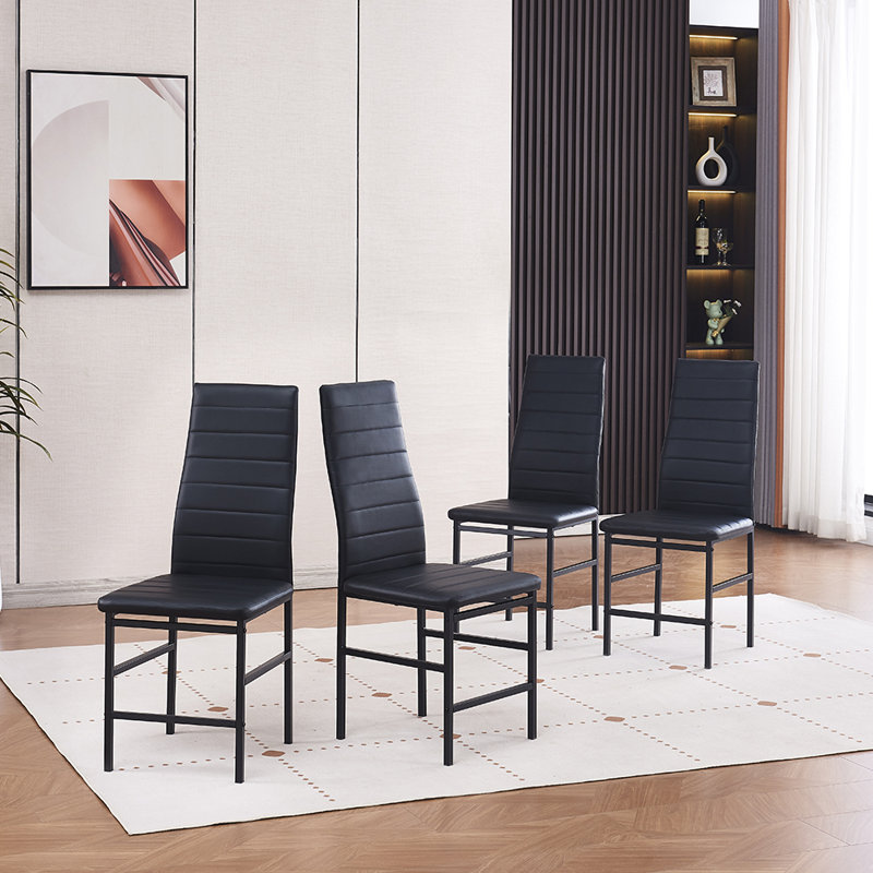 Aireona 45cm H Upholstered Metal Parsons Chair, Black, Black