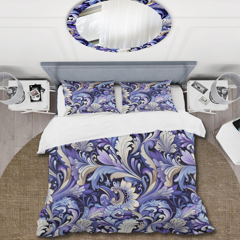 Ensemble de housse de couette Purple Lavender Persian Paisleys III, Housse de couette pour grand lit et 2 taies décor