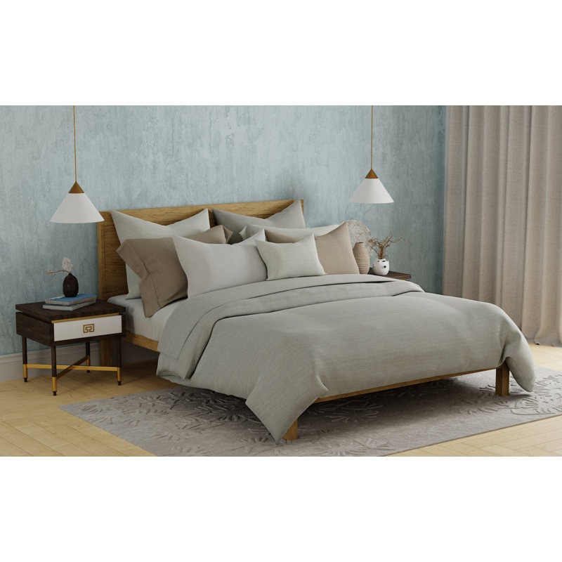 Draps 100% coton Delilah Home, Gris, Couvre-lit double + 4 pièces supplémentaires