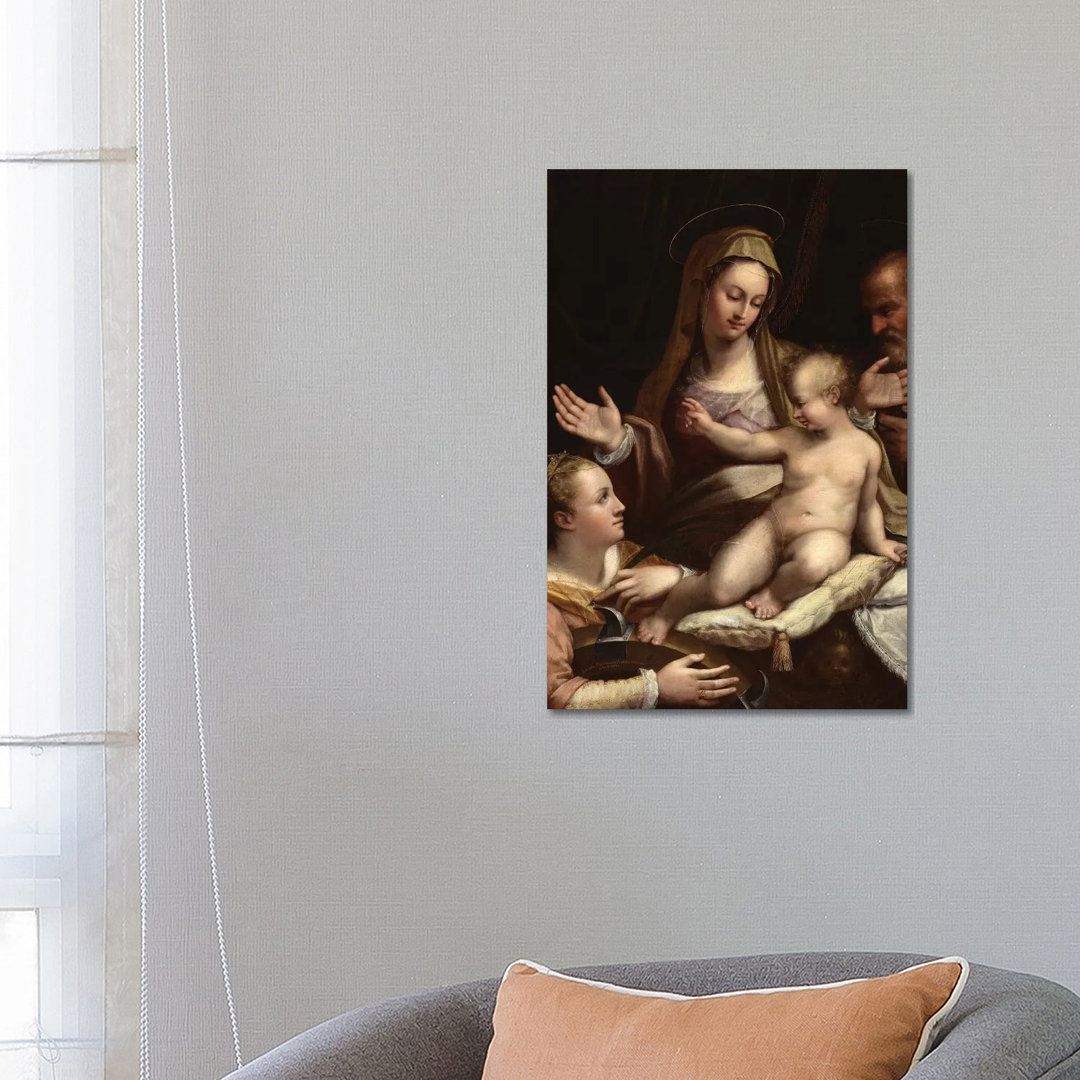 The Holy Family With Saint Catherine Of Alexandria, 1581 by Lavinia Fontana - Wrapped Canvas Painting