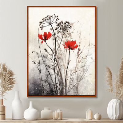 Red Grey Herb Garden I - Floral Wall Decor