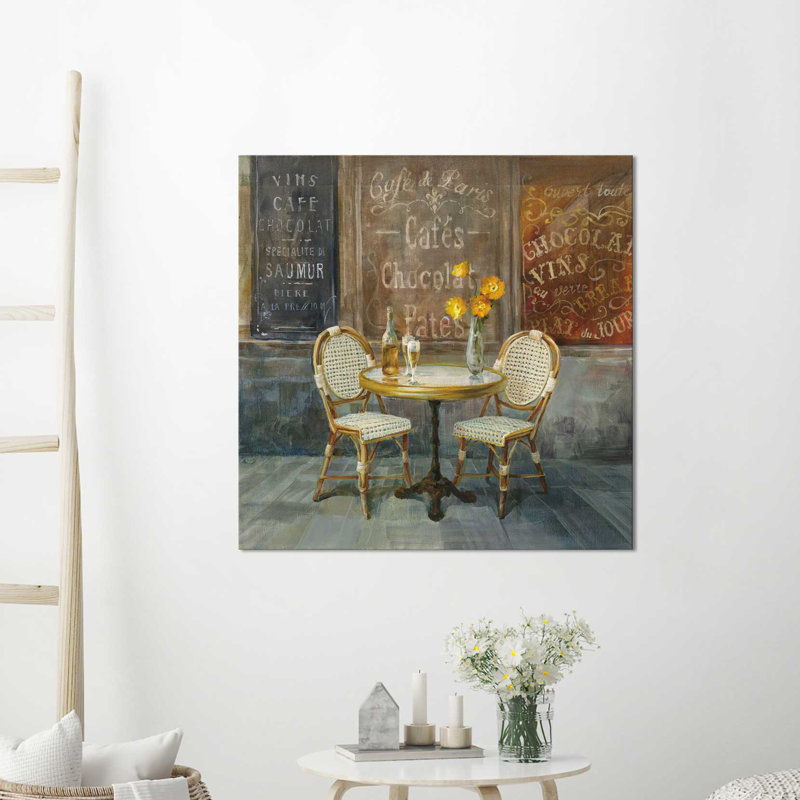 «French Cafe», reproduction de peinture acrylique sur toile, H 18 po x l 18 po x P 1 po, Toile tendue