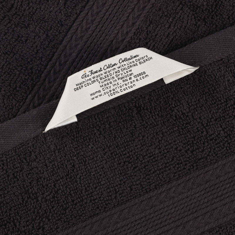 Hannu 450 GSM Eco-Friendly 100% Ringspun Sustainable Cotton Solid Hand Towel Set, Black