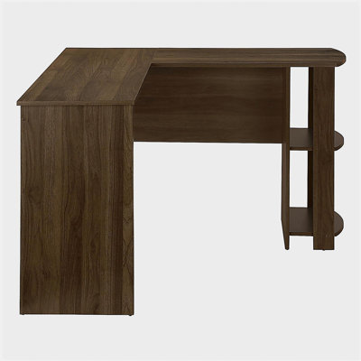 Bureau d'ordinateur, bureau personnel, coin, tablettes de rangement, L de 48 po, bureau, ordinateur portable, stratifié brun, contemporain, moderne