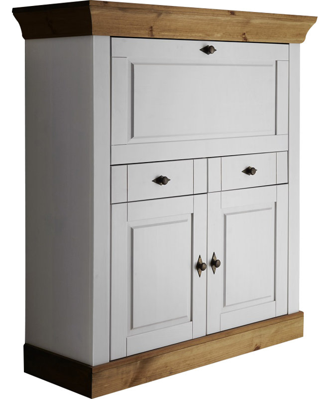 Kelly Solid Wood Solid Wood Secretary Desk, Stained and varnished White/Brown