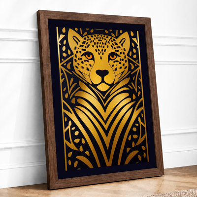 Leopard Heraldic Art Deco 1 Piece Single Picture Frame Wall Art