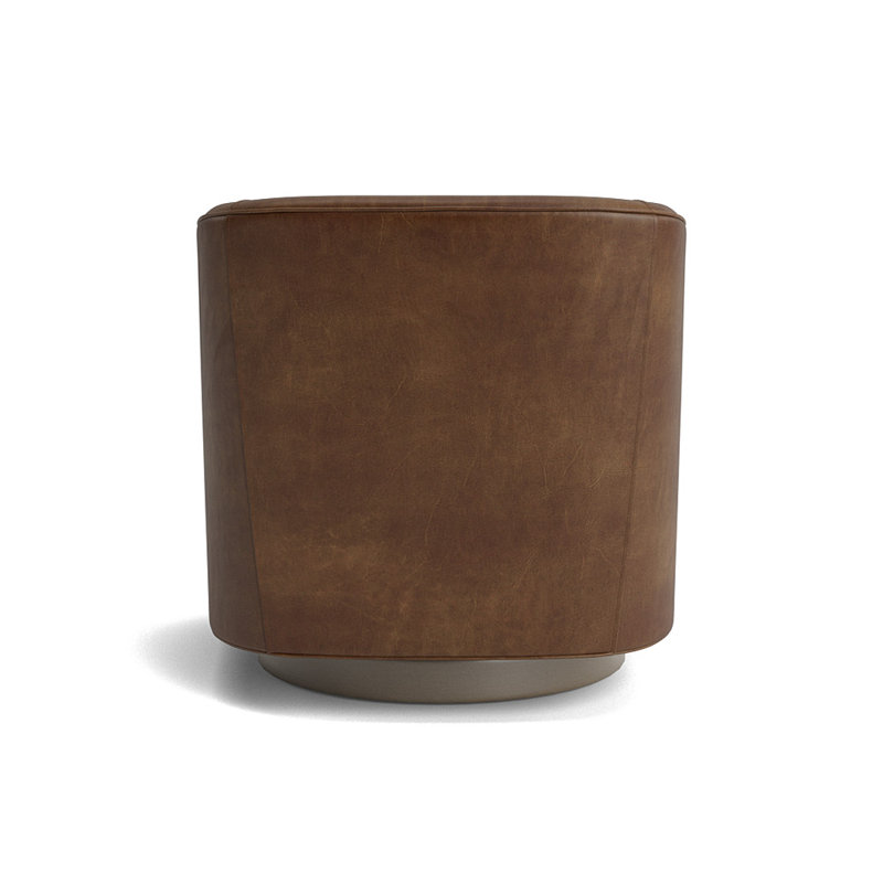 Cooper Upholstered Swivel Barrel Chair, Driftwood, Bedford - Tobacco