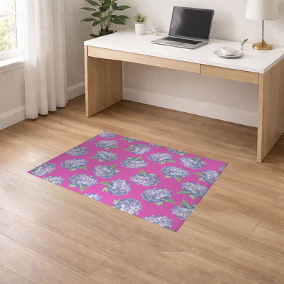 Hydrangea Love Low Profile Non-Slip Office Floor Mat