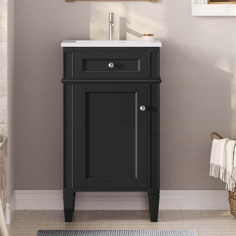 Meuble-lavabo 18 po avec lavabo en céramique, Noir