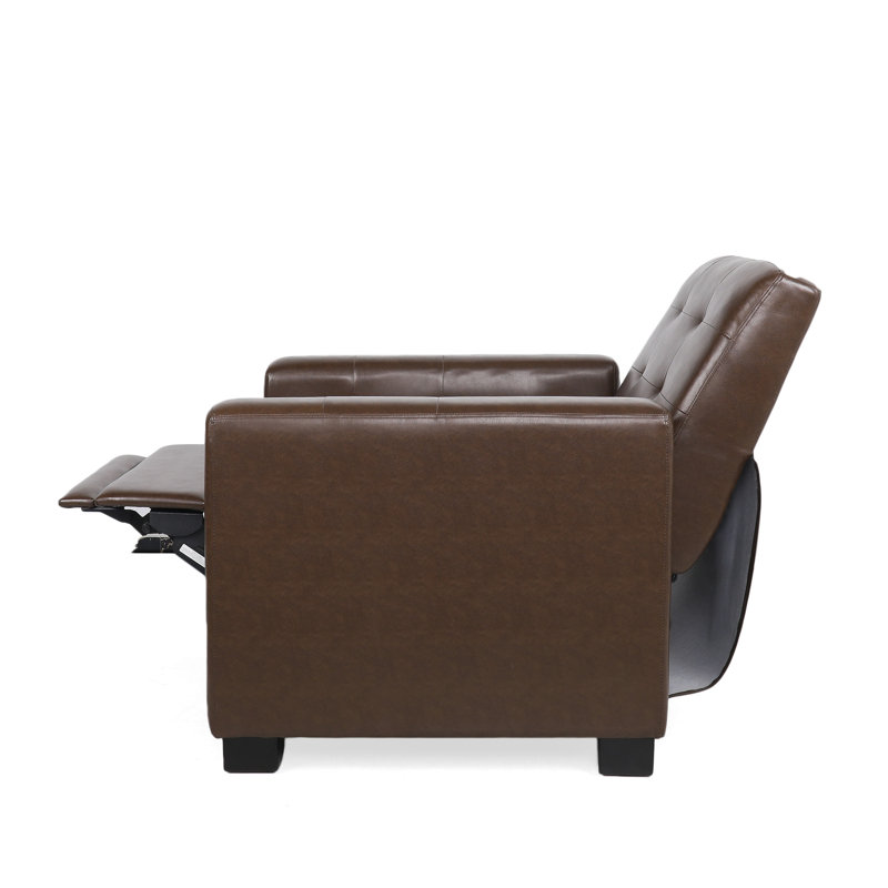 Leisure Faux Leather Recliner, Dark Brown Faux Leather