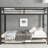 Queen Over Black Metal Bunk Bed With Trundle - Strong Support, Quiet Sleep, Space Utilization Storage Heavy Duty Build, Noise , Safe Guardrails-1251702597