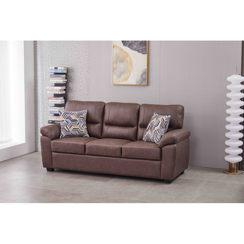 Canapé en similicuir de 80,5 po de largeur, Brun