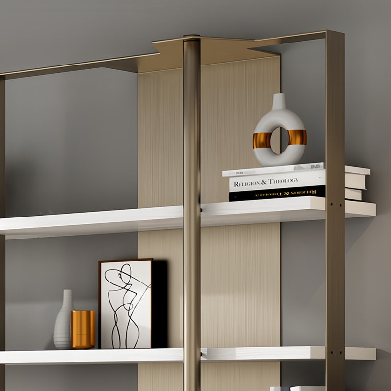 Bibliothèque légère de luxe, (5 tablettes) H 78,7 po x l 47,2 po x P 11,8 po, Brun / Blanc
