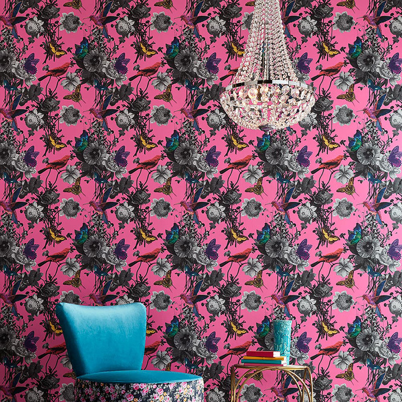 Floral Wallpaper Double Roll, Pink